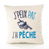 Housse de Coussin Premium pêche Version Blanc - Coton Canvas Fairtrade Beige Idée Cadeau Décoration Canapé