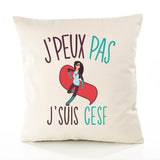 Housse de Coussin Premium cesf Version Blanc - Coton Canvas Fairtrade Beige Idée Cadeau Décoration Canapé