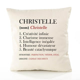 Housse de Coussin Premium Christelle Définition - Coton Canvas Fairtrade Beige Idée Cadeau Décoration Canapé