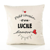 Housse de Coussin Premium Lucile d'amour - Coton Canvas Fairtrade Beige Idée Cadeau Décoration Canapé 40x40