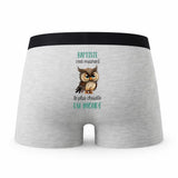 Caleçon Baptiste Le Plus Chouette - Humour Boxer Gris Idée Cadeau