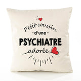 Housse de Coussin Premium Psychiatre d'amour - Coton Canvas Fairtrade Beige Idée Cadeau Décoration Canapé 40x40
