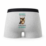 Caleçon Dominique la Plus Chouette - Humour Boxer Gris Idée Cadeau
