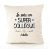 Housse de Coussin Premium Achille Un Super Collègue - Coton Canvas Fairtrade Beige Idée Cadeau Décoration Canapé