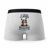 Caleçon Le Tonton Panda Grain - Humour Boxer Gris Idée Cadeau