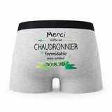 Caleçon Merci Chaudronnier Inoubliable - Humour Boxer Gris Idée Cadeau