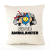 Housse de Coussin Premium Super AMBULANCIER - Coton Canvas Fairtrade Beige Idée Cadeau Décoration Canapé