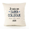 Housse de Coussin Premium Abdel Un Super Collègue - Coton Canvas Fairtrade Beige Idée Cadeau Décoration Canapé