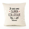 Housse de Coussin Premium Tatiana Une Super Collègue - Coton Canvas Fairtrade Beige Idée Cadeau Décoration Canapé