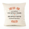 Housse de Coussin Premium Une Lou-Ann Aussi géniale - Coton Canvas Fairtrade Beige Idée Cadeau Décoration Canapé