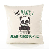 Housse de Coussin Premium Jean-Christophe Pas Touche Panda - Coton Canvas Fairtrade Beige Idée Cadeau Décoration Canapé 40x40