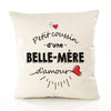 Housse de Coussin Premium Belle-Mere d'amour - Coton Canvas Fairtrade Beige Idée Cadeau Décoration Canapé 40x40