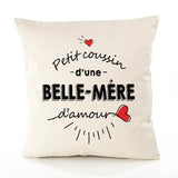 Housse de Coussin Premium Belle-Mere d'amour - Coton Canvas Fairtrade Beige Idée Cadeau Décoration Canapé 40x40