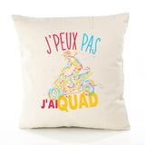 Housse de Coussin Premium Quad Version Blanc - Coton Canvas Fairtrade Beige Idée Cadeau Décoration Canapé