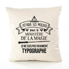 Housse de Coussin Premium typographe Grand cru - Coton Canvas Fairtrade Beige Idée Cadeau Décoration Canapé