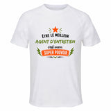 Maillot de Sport Homme Meilleur Agent dentretien Super Pouvoir Cadeau Anniversaire Noël Fête des Pères T-Shirt Respirant Polyester