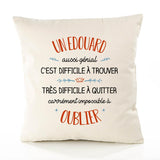Housse de Coussin Premium Un Edouard Aussi génial - Coton Canvas Fairtrade Beige Idée Cadeau Décoration Canapé