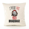 Housse de Coussin Premium braquage Version Blanc - Coton Canvas Fairtrade Beige Idée Cadeau Décoration Canapé