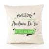 Housse de Coussin Premium Auxiliaire De Vie Meilleure Temps Femme - Coton Canvas Fairtrade Beige Idée Cadeau Décoration Canapé