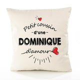 Housse de Coussin Premium Dominique d'amour - Coton Canvas Fairtrade Beige Idée Cadeau Décoration Canapé 40x40