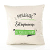 Housse de Coussin Premium Entrepreneuse Meilleure Temps Femme - Coton Canvas Fairtrade Beige Idée Cadeau Décoration Canapé