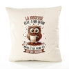 Housse de Coussin Premium La Joggeuse Chouette Grain - Coton Canvas Fairtrade Beige Idée Cadeau Décoration Canapé 40x40