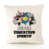 Housse de Coussin Premium Super ÉDUCATEUR Sportif - Coton Canvas Fairtrade Beige Idée Cadeau Décoration Canapé