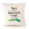 Housse de Coussin Premium Merci Biologiste Inoubliable Femme - Coton Canvas Fairtrade Beige Idée Cadeau Décoration Canapé