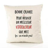 Housse de Coussin Premium Viticulteur ça n'existe Pas Homme - Coton Canvas Fairtrade Beige Idée Cadeau Décoration Canapé
