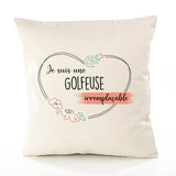 Housse de Coussin Premium Golfeuse irremplaçable - Coton Canvas Fairtrade Beige Idée Cadeau Décoration Canapé 40x40