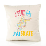 Housse de Coussin Premium Skate Version Blanc - Coton Canvas Fairtrade Beige Idée Cadeau Décoration Canapé