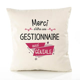 Housse de Coussin Premium Merci Gestionnaire Géniale - Coton Canvas Fairtrade Beige Idée Cadeau Décoration Canapé