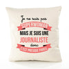 Housse de Coussin Premium Journaliste Superwomen - Coton Canvas Fairtrade Beige Idée Cadeau Décoration Canapé 40x40