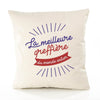 Housse de Coussin Premium greffière2 Meilleure Monde - Coton Canvas Fairtrade Beige Idée Cadeau Décoration Canapé 40x40