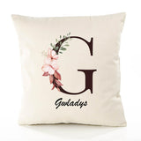 Housse de Coussin Premium Gwladys Lettre - Coton Canvas Fairtrade Beige Idée Cadeau Décoration Canapé 40x40