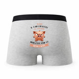 Caleçon Elias Caractère de Cochon - Humour Boxer Gris Idée Cadeau