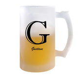 Verre à Bière Gustave Lettre Chic | Chope de Bière Pinte | Idée Cadeau Prénom Anniversaire Papa Collègue Départ Retraite Noël