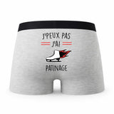 Caleçon Patinage 2 - Humour Boxer Gris Idée Cadeau Passion