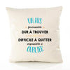 Housse de Coussin Premium Un AVS Impossible à Oublier - Coton Canvas Fairtrade Beige Idée Cadeau Décoration Canapé