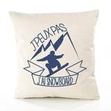 Housse de Coussin Premium Snowboard Version Blanc - Coton Canvas Fairtrade Beige Idée Cadeau Décoration Canapé