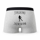 Caleçon J_Peux Pas J_AI Ski De Fond - Humour Boxer Gris Idée Cadeau Passion