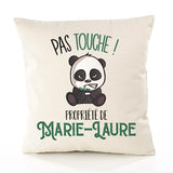 Housse de Coussin Premium Marie-Laure Pas Touche Panda - Coton Canvas Fairtrade Beige Idée Cadeau Décoration Canapé 40x40
