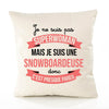 Housse de Coussin Premium snowboardeuse Superwomen - Coton Canvas Fairtrade Beige Idée Cadeau Décoration Canapé
