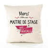 Housse de Coussin Premium Merci Maitre de Stage Géniale - Coton Canvas Fairtrade Beige Idée Cadeau Décoration Canapé