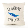 Housse de Coussin Premium Natation - Coton Canvas Fairtrade Beige Idée Cadeau Décoration Canapé