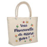 Sac Fête des Mères Mamie Famille Idée Cadeau anniversaire Noël Travail Boulot Métier Départ Retraite Collègue Femme cabas shopping plage