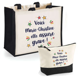 Sac Fête des Mères Mamie Famille Idée Cadeau anniversaire Noël Travail Boulot Métier Départ Retraite Collègue Femme cabas shopping plage