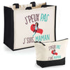 Cabas femme sac plage ou shopping tote bag pochette trousse Idée cadeau original pour anniversaire Noël travail départ retraite collègue famille fete des mères maman mamie