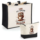 Cabas femme sac plage ou shopping tote bag pochette trousse Idée cadeau original pour anniversaire Noël travail départ retraite collègue famille fete des mères maman mamie