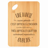 Planche bambou gravée personnalisée femme idée cadeau Fête des Mères apéro 30×20 prénom cuisine plateau fromage anniversaire noel maman mamie